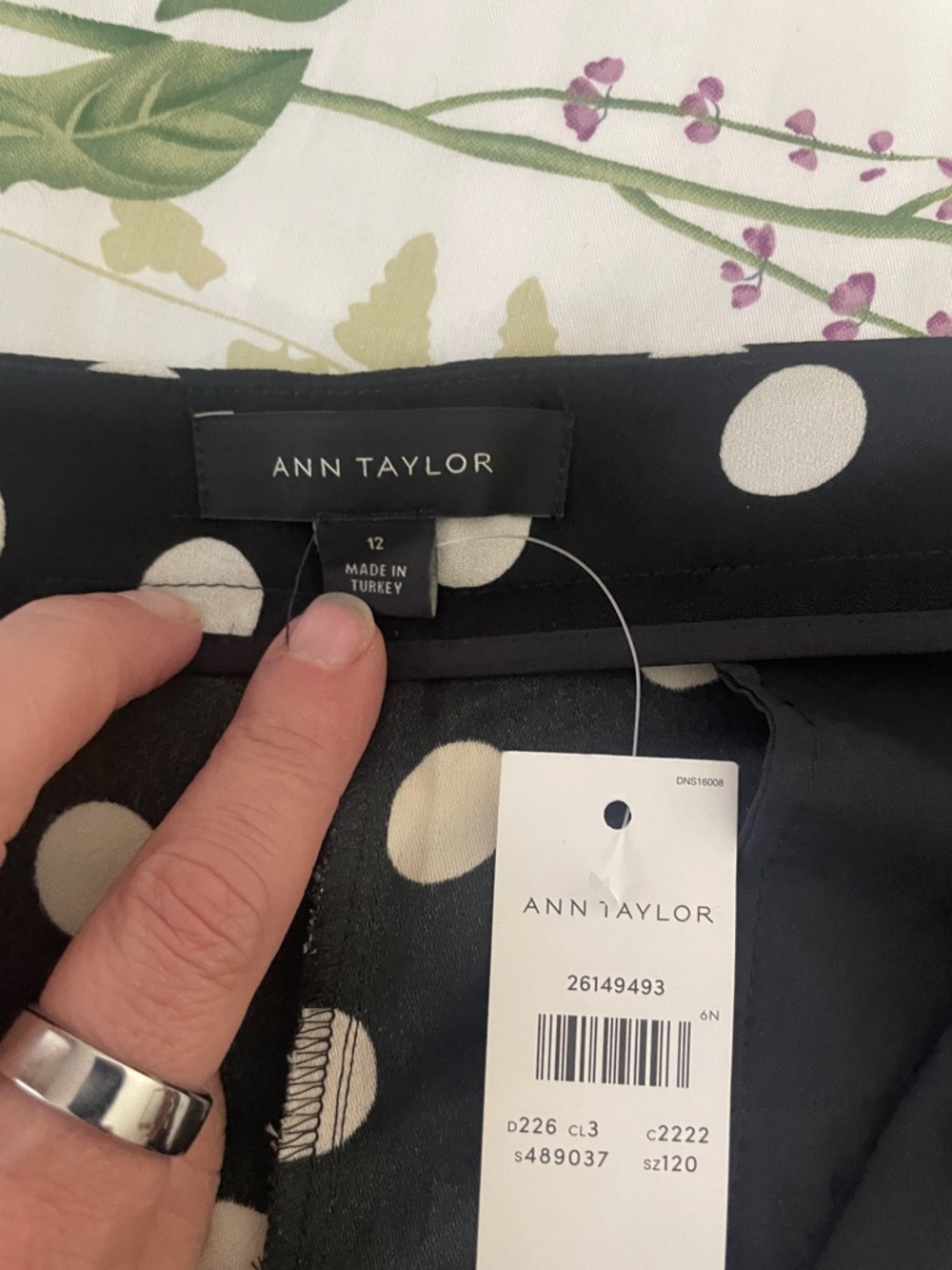 Ann Taylor Black Wide-Leg Pants with White Polka Dots - Picture 3 of 8
